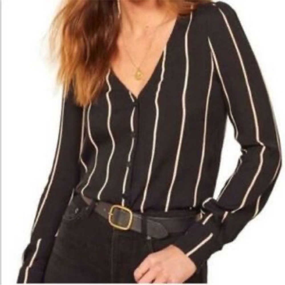 NEW Reformation Annalise Sinatra Stripe Button Down Blouse Size M